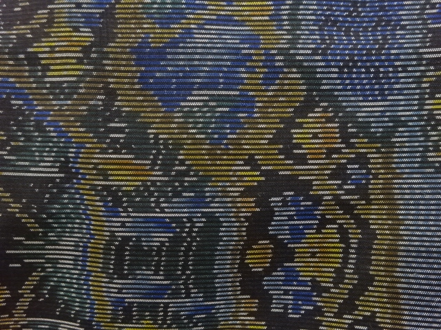 アンティーク　亀甲に草花模様織り出し本場泥大島紬着物